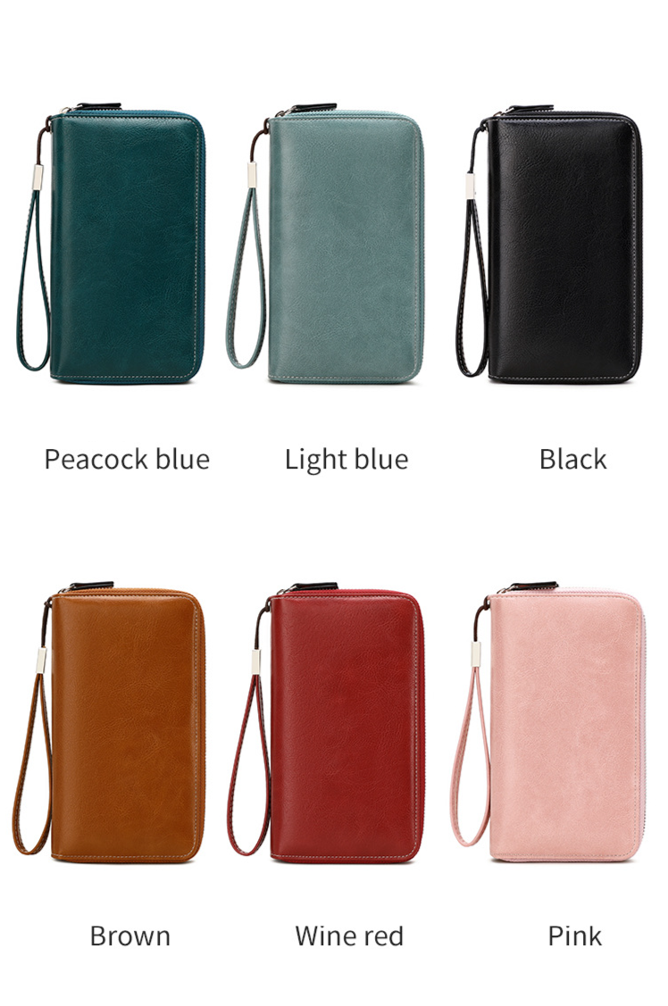 Női pénztárca és férfi pénztárca RFID lopásgátló kefés női pénztárca dupla cipzáras hosszú pénztárca retró nagy kapacitású clutch táska_voghion.com
