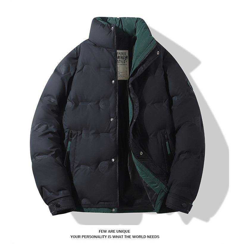 "Mode-Kurzdaunenjacke für Herren – Hochwertige weiße Gänsedaunen, Stehkragen, locker sitzender Wintermantel (Schwarz/Weiß, Größen M-4XL)"_voghion.com