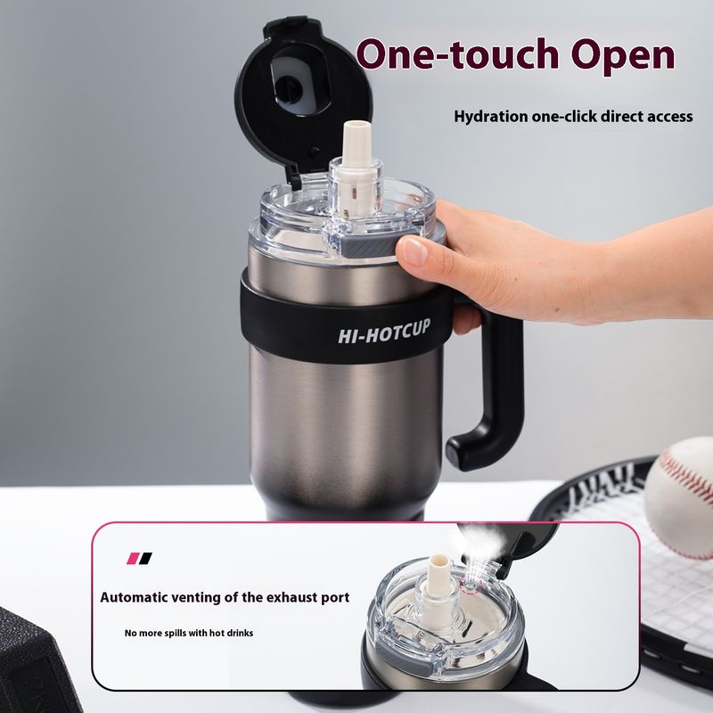 Isolierter 40oz-Becher mit Henkel und Strohhalm – auslaufsicherer Reisebecher aus Edelstahl für heiße/kalte Getränke, inklusive Teesieb (Innenschicht aus 316er Stahl)_voghion.com