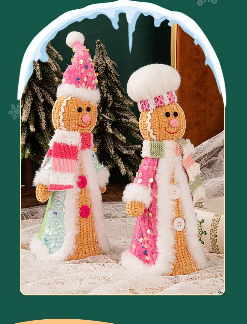 Ornement de Noël vintage représentant un bonhomme en pain d'épice debout - Décoration festive pour les fêtes, la maison et le bureau_voghion.com