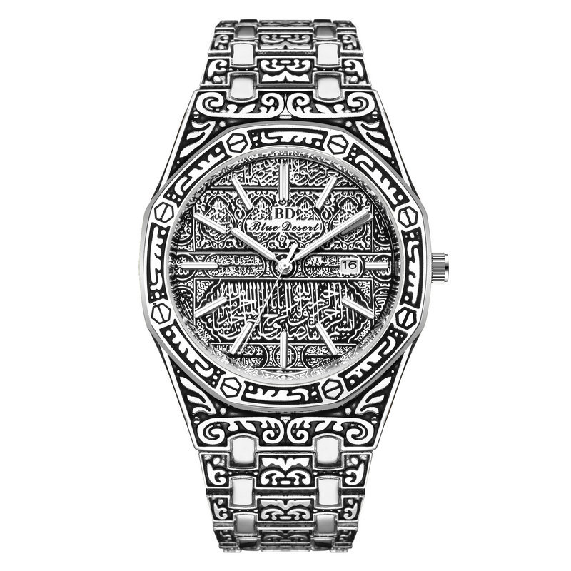 Orologio ottagonale da uomo con lancette super luminose, resistente all'acqua, movimento al quarzo, cinturino in acciaio inossidabile, orologio luminoso e impermeabile_voghion.com