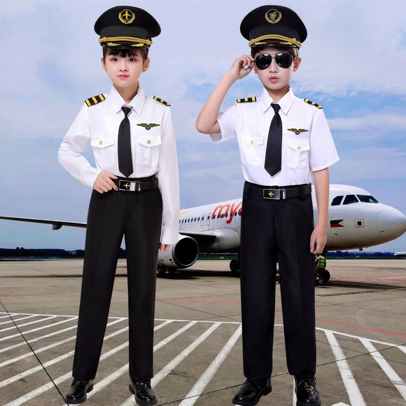 Mother & Kids Children's Captain Stewardess Uniform Primary School Student Vest Flight Attendant Pilot_voghion.com