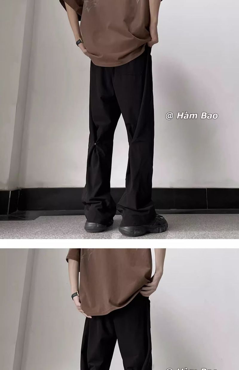 2023 Letnie Cienkie Czarne Szerokie Nogawki Luźne Uniwersalne Sportowe Męskie Proste Spodnie Casualowe_voghion.com