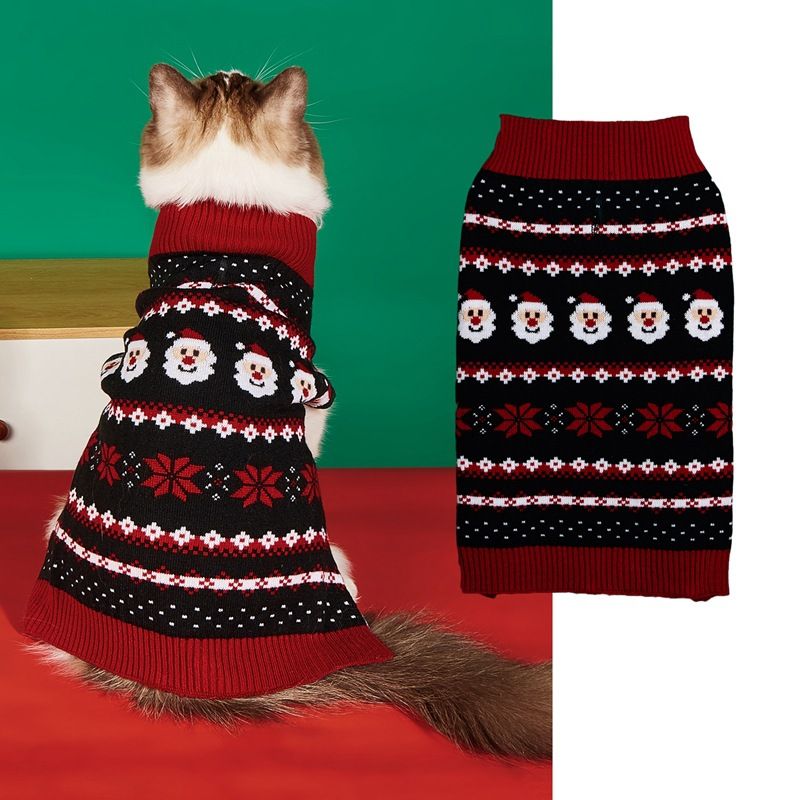 New VIP Car Gingerbread Man Reindeer Antlers Elderly Belt Tree Snowflake Christmas Pet Sweater_voghion.com