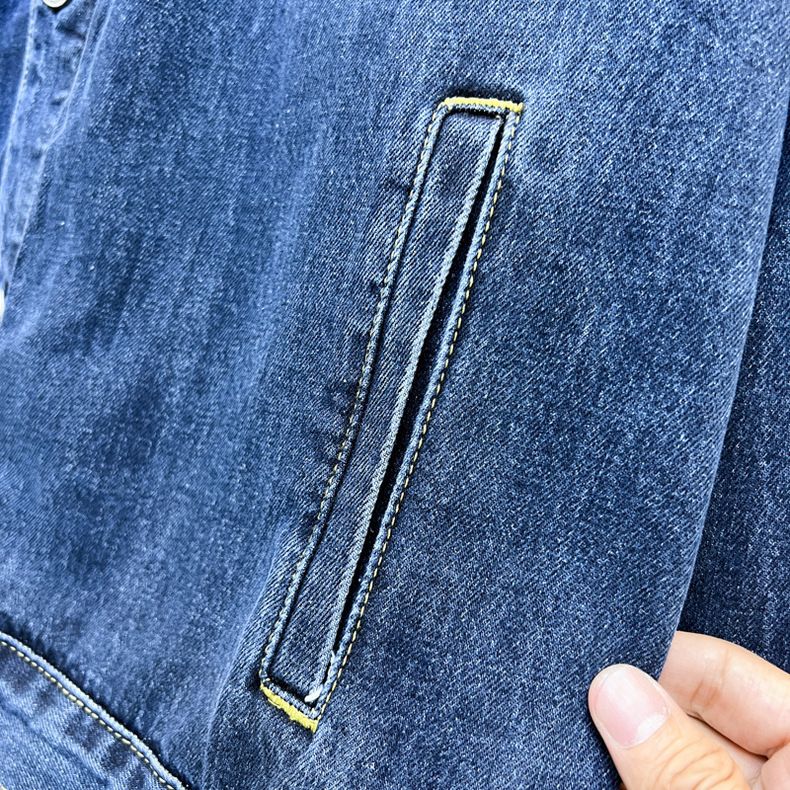 Herrenbekleidung Frühling und Herbst Neue Arbeitskleidung Jeansjacke Freizeitjacke Revers Splicing Jeansjacke Trend_voghion.com