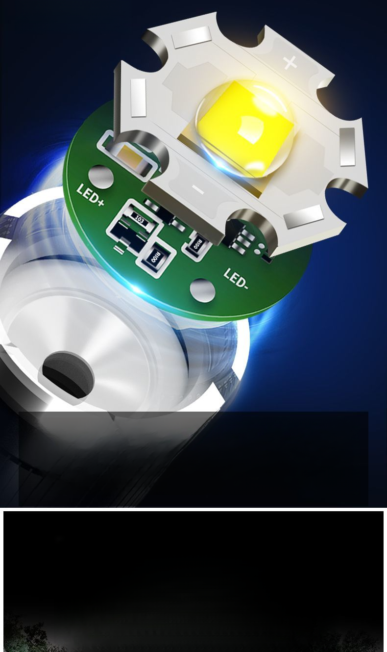 High Brightness Flashlight Laser Ultra Bright Outdoor Range Rechargeable LED Searchlight Long Battery Life Zoomable_voghion.com