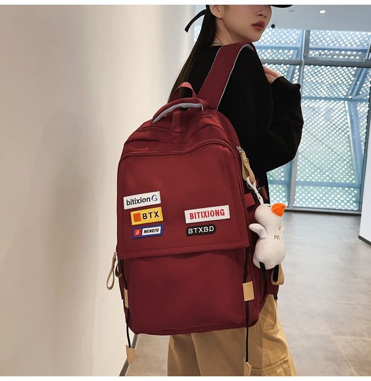 Nou ghiozdan școlar pentru bărbați Ins Trendy Cool College Student Cuplu Rucsac Retro Contrast Color Middle School Student Mare Capacitate Rucsac_voghion.com