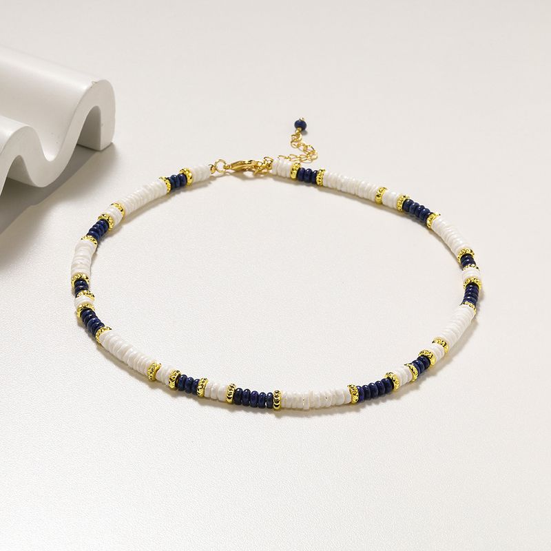 Collana di perline di lapislazzuli naturali fatta a mano con perline distanziatrici dorate, elegante catena per clavicola a strati da indossare ogni giorno_voghion.com