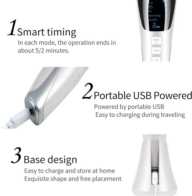 Ultrasound Face, Cosmetic Device, Wrinkle Remover, Ultrasonic Facial Massager, Beauty Device With Photon EMS ION,_voghion.com