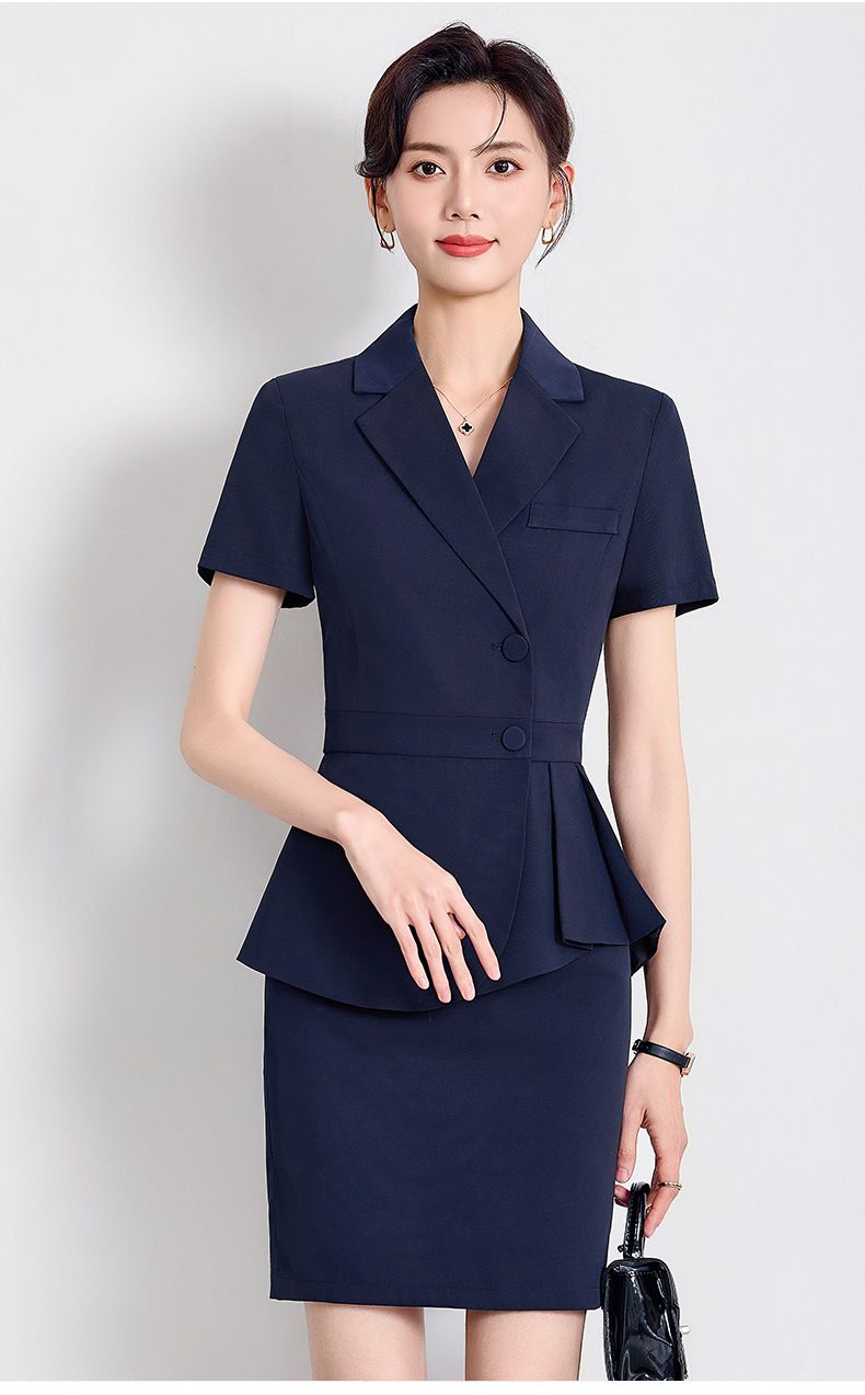 Professional Short Sleeved Suit, Female Capable Temperament, Formal Attire, Manager's Secretary, Hotel Front Desk_voghion.com