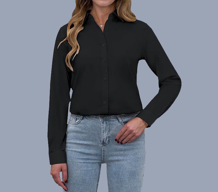 Women's Clothing Large Size Foreign Trade Polo Collar Women's Shirt Loose Fashion Temperament Solid Color_voghion.com