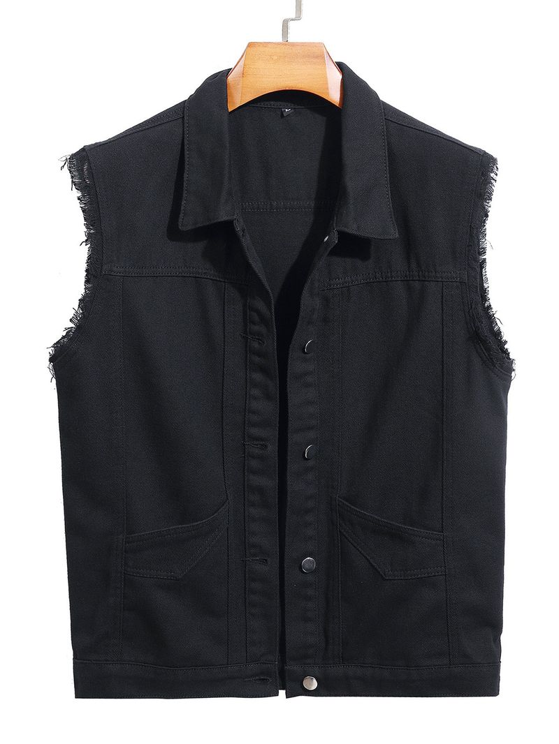 Men's Clothing New Style Trendy Fashion Denim Vest Simple And Versatile Casual Denim Jacket_voghion.com