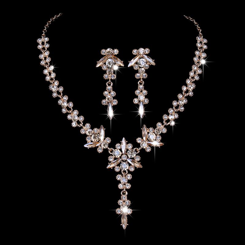 Women's Jewelry Set Bridal Necklace Set Fashion High End Crystal Necklace Earrings Jewelry Two Piece Set_voghion.com