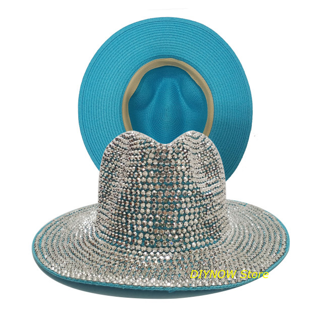 Rhinestone fedora Jazz Hats Cowboy Hat For Women And Men Double-sided Color Cap Red With Black diamond fedora Wholesale_voghion.com