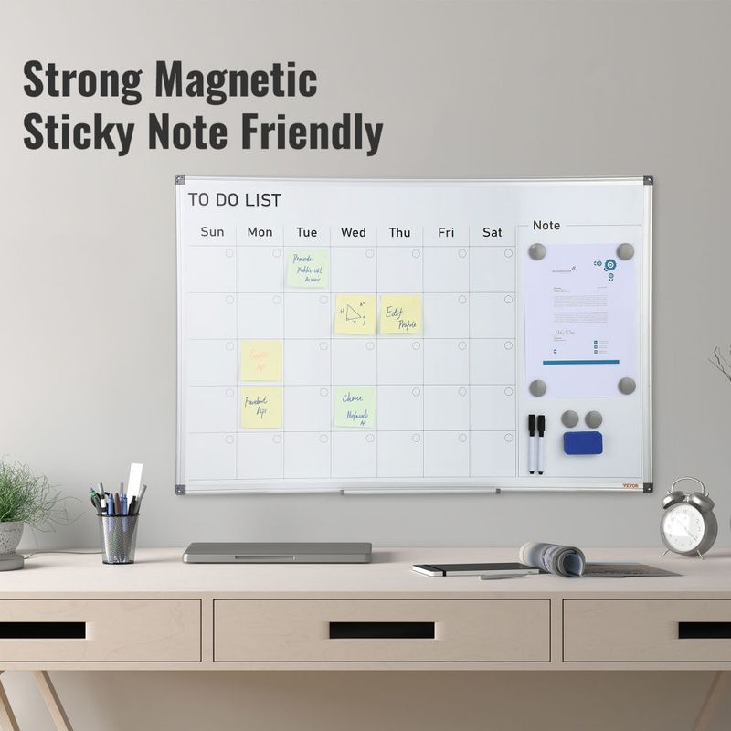 VEVOR Calendar Whiteboard, 36 x 24 Inches Magnetic Dry Erase Calendar Board, Monthly Planner Whiteboard for Wall, 1 Magnetic Erase & 2 Dry Erase Marke_voghion.com
