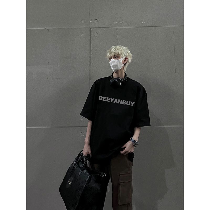 Cleanfit-T-Shirt aus reiner Baumwolle, Nischen-American-Dressing, kurzer Kapuzenpullover für Herren zum OOTD, gerüschtes und hübsches Oberteil mit halben Ärmeln_voghion.com