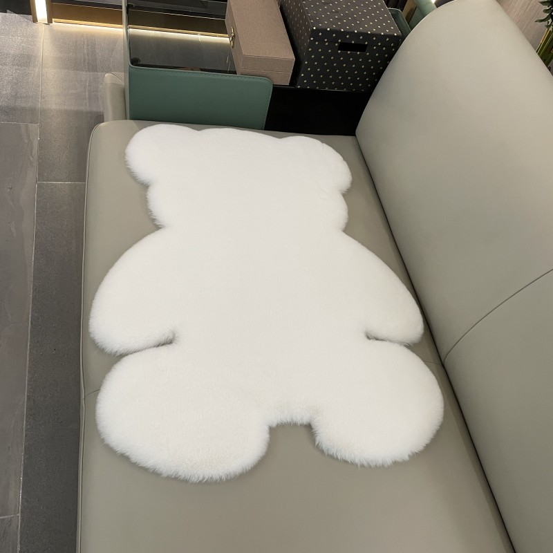 Plush Bear Rug Cute Cartoon Decorative Room Rug Super Soft Carpet Solid Color Floor Mat Bedroom Children Room Bedside Floor Rug_voghion.com
