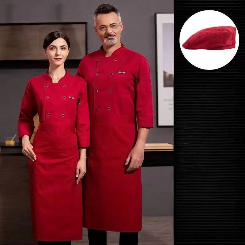 Men's Clothing chef work clothes long sleeved restaurant hotel chef clothes breathable_voghion.com