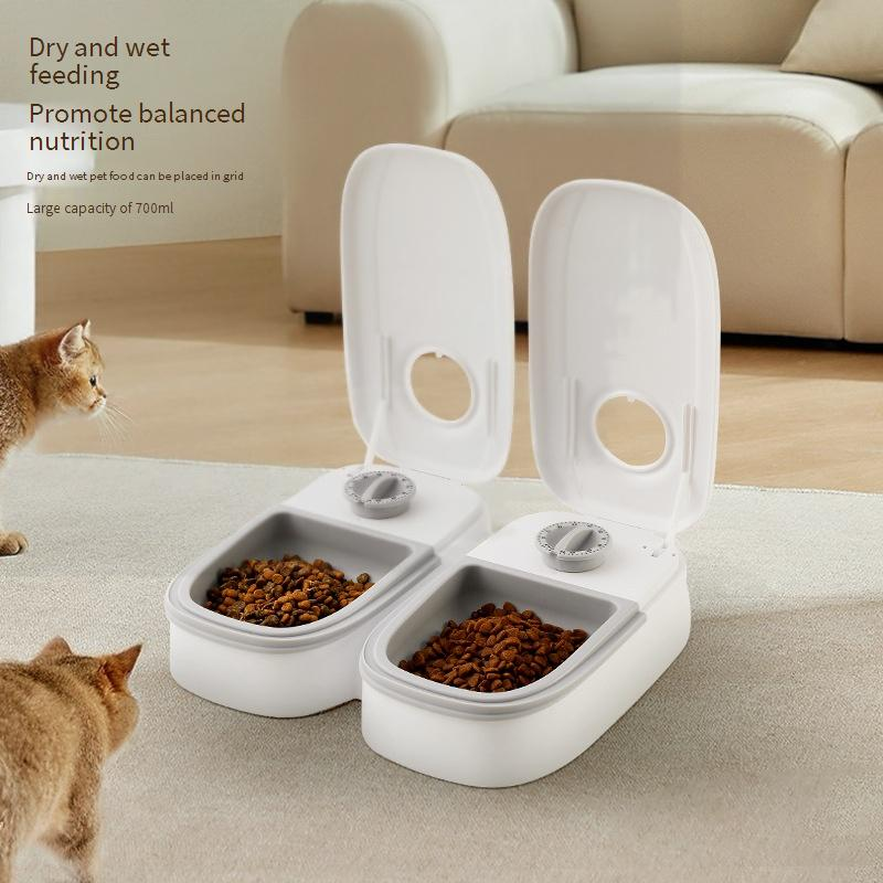 Pet feeder for cats and dogs 48 hour double meals for travel, scheduled meals, smart pet bowl_voghion.com