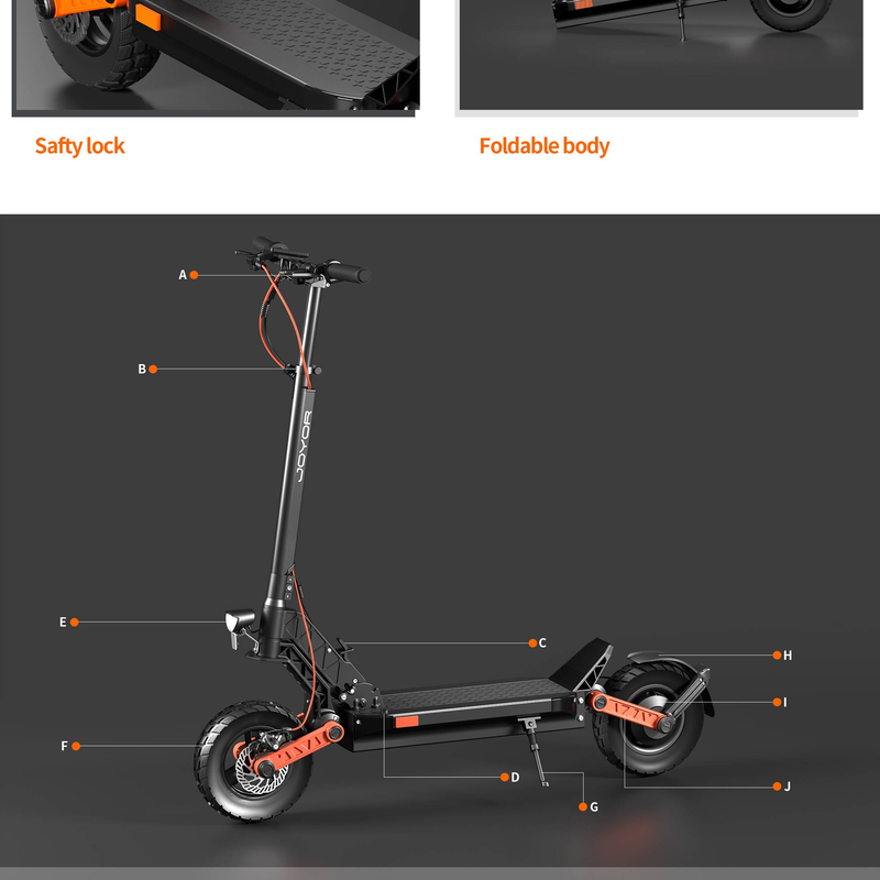 JOYOR S5 Pro 500 W 48 V 26 Ah (1248 Wh) 75 km, 20 km/h, Vorder- und Hinterradfederung, 10 Zoll faltbarer E-Scooter_voghion.com