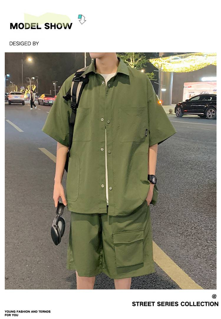 2025 Fashion Set - Men's And Women's Matching Summer Trendy Casual Short-Sleeved Shirt Shorts And Sportswear Set_voghion.com
