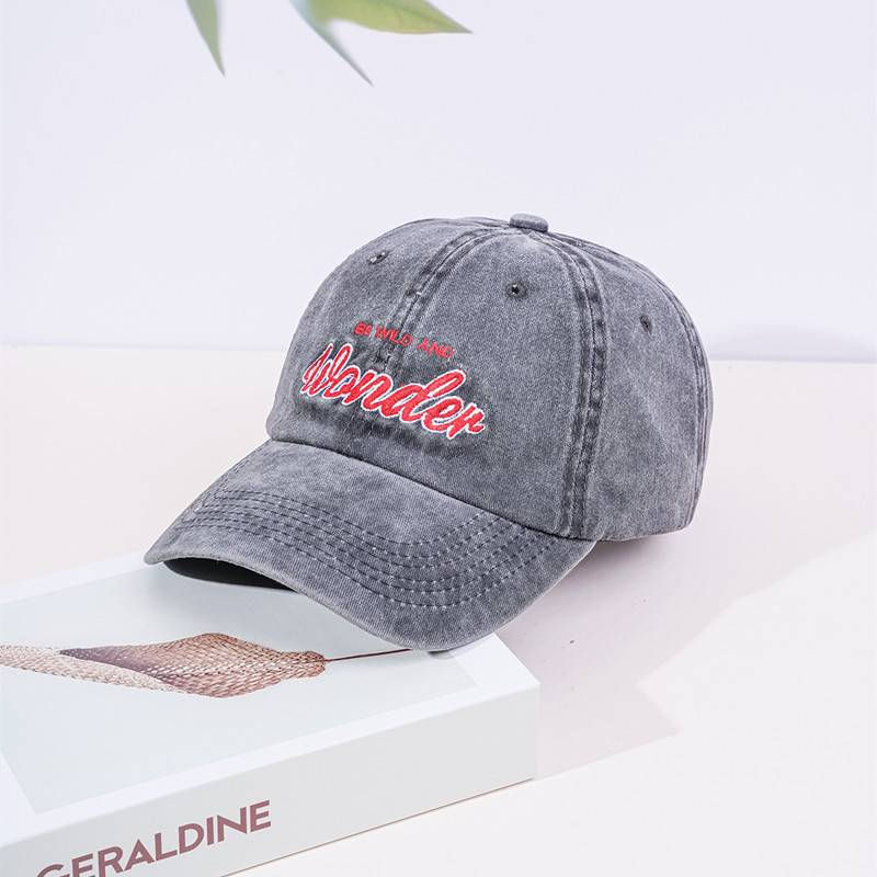 New Embroidered Letter Baseball Cap, Washed Cotton Retro Duckbill Cap, Korean Version Ins Versatile Men's And Women's Sun Hat_voghion.com