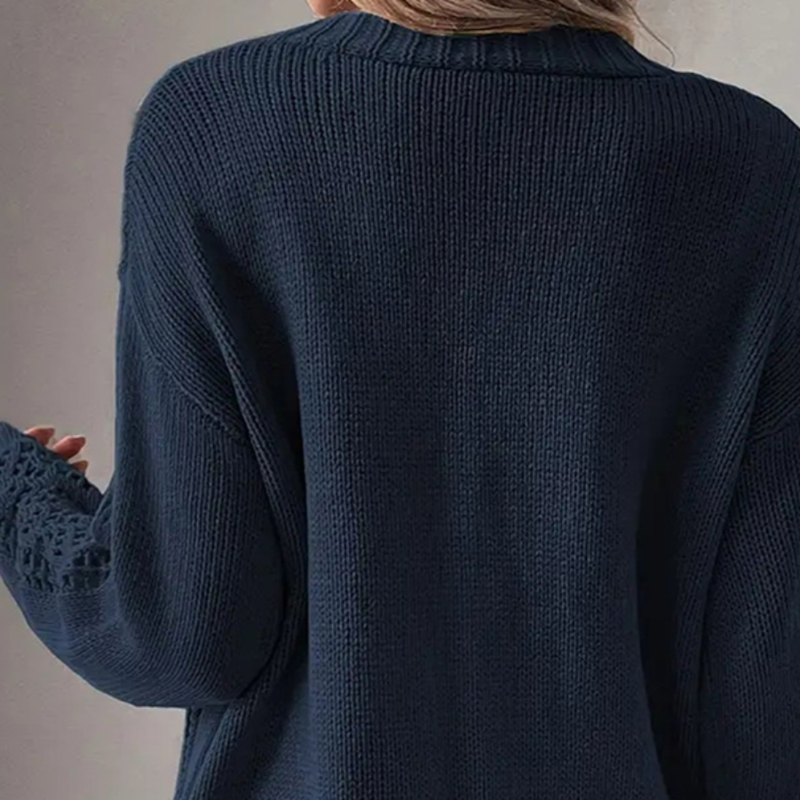 Autumn Winter Oversized Cardigan Women - Soft Acrylic Blend Knit Button Front Coat, V-Neck Long Sleeve Open Front Sweater (Dark Navy, 0XL-5XL)_voghion.com