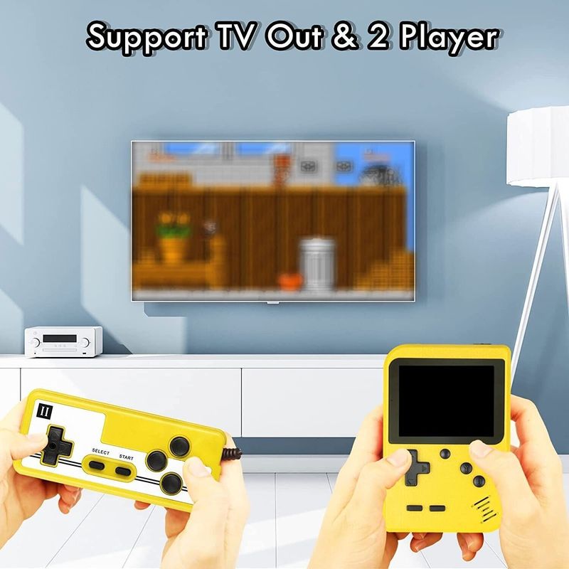 Mini console de jeux vidéo rétro portable intégrée, 800 jeux classiques, jaune, cadeau Royaume-Uni_voghion.com