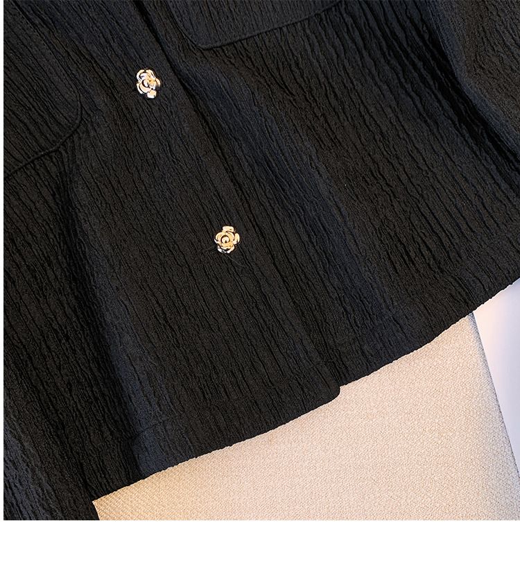 Conjunto feminino plus size casual elegante de duas peças, blazer de manga comprida e calças retas, poliéster elastano, elástico, confortável, para escritório_voghion.com