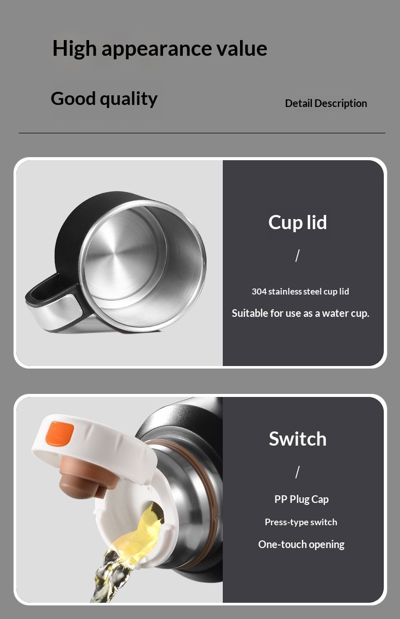 QFV50704555550<== Bollitore portatile in acciaio inox di grande capacità, isolato, per uomo, per campeggio all'aperto, da viaggio, completamente in acciaio, per auto, per tè e acqua._voghion.com