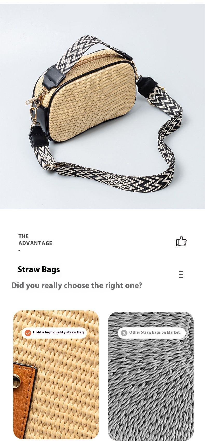 Shoulder Bag 2024 New Product Launch High-quality Fashionable and Popular Commuting Small Square Bag Niche Design and High-end PP Straw Woven Bag_voghion.com