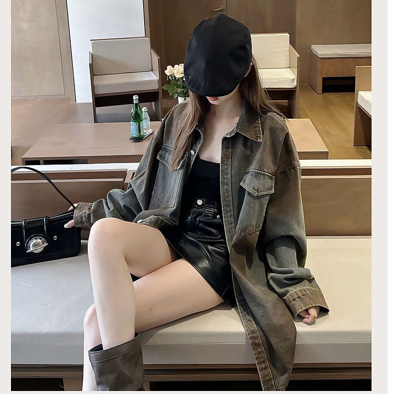Vintage Denim Jacket For Women In Spring And Autumn, New Inkjet Thin Jacket, Loose American Fashion Brand Top_voghion.com