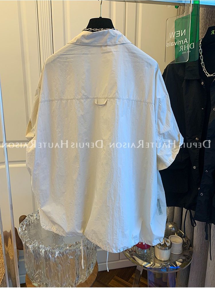 Abbigliamento con protezione solare a doppia tasca, elegante camicia a maniche corte in stile nicchia_voghion.com