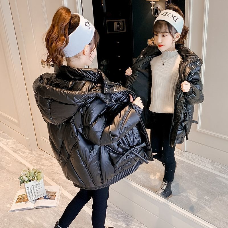 Mother & Kids Girls Down Jacket New Children's Stylish Thick Cotton Jacket Medium And Large Children's Winter Mid Length Coat_voghion.com