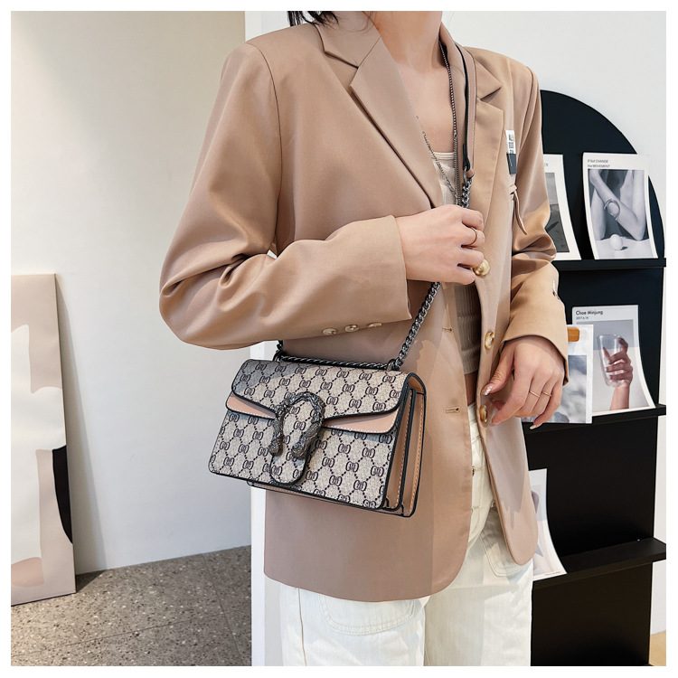 Fashionable Dionysian Bag For Women 2024 New Retro Printed Chain Bag Popular Armpit Bag Diagonal Shoulder Small Square Bag_voghion.com