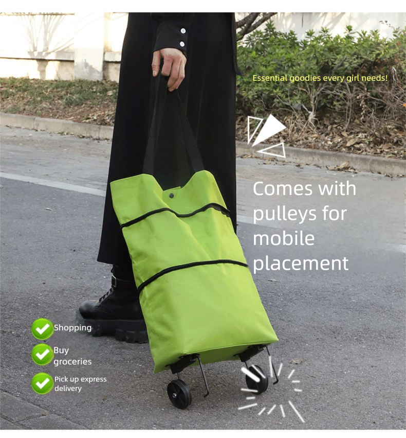 Tragbarer, faltbarer Einkaufswagen, leicht, mit Rädern, für den Heimgebrauch, Paketabholung, Handwagen, kleiner Trolley_voghion.com