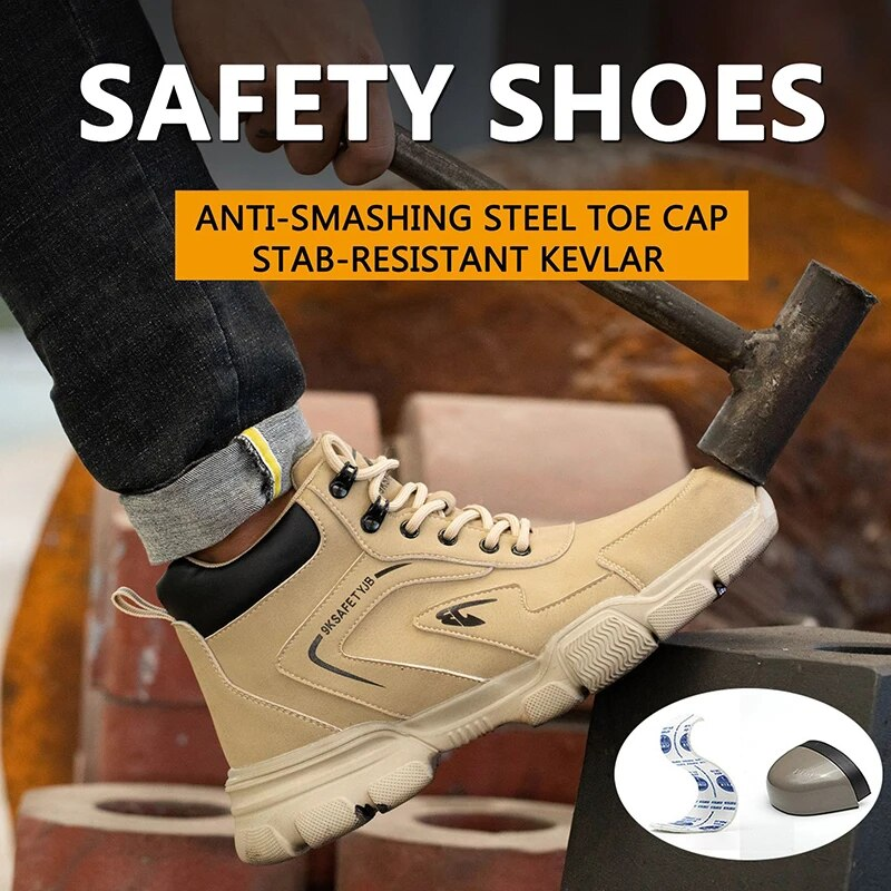Men Safety Anti-smash Anti-puncture Work Sneakers Steel Toe Light Comfort Security Boots Indestructible Shoes_voghion.com