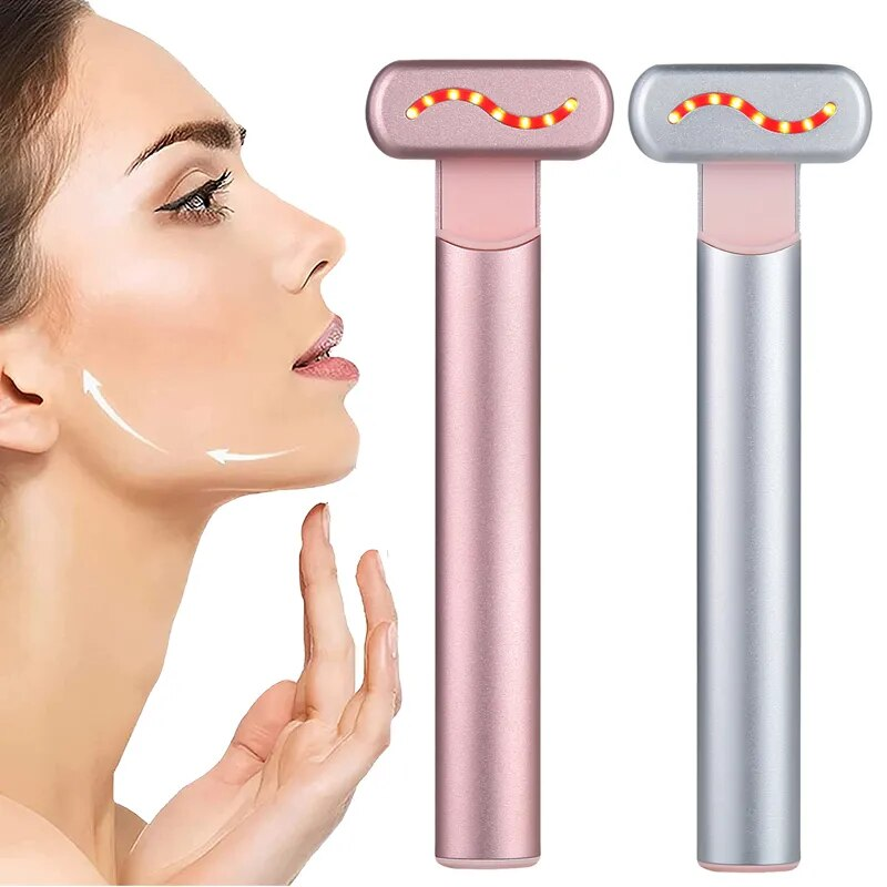 Negozio di cure di bellezza Viso EMS Dispositivo di sollevamento a microcorrente Luce rossa Bacchetta per il viso Massaggiatore per il collo degli occhi Rafforzamento della pelle Sci antirughe_voghion.com