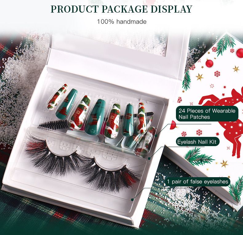 False Eyelashes New Products Christmas False Eyelashes Wear Nail Set Colored Eyelashes False Eyelashes Holiday Eyelashes_voghion.com
