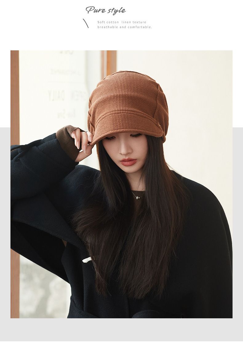 Hat Women's Spring and Autumn Thin New Japanese Style Cold Hat Shows Face Small Pullover Hat Big Head Wai Heap Hat Plain_voghion.com