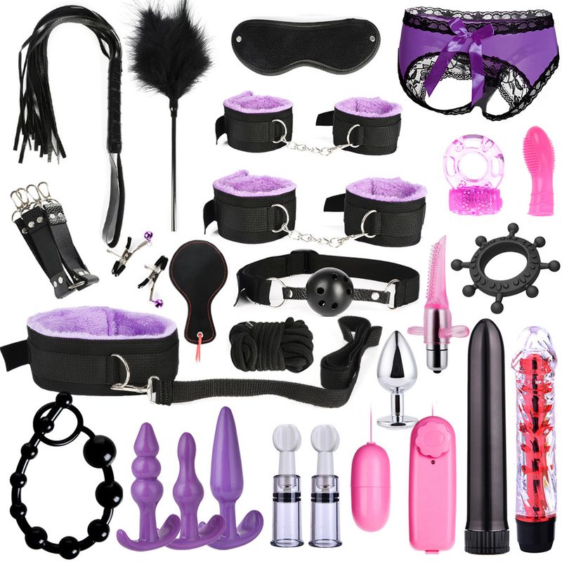 SM Sex Supplies Ensemble de 7, 10, 26 pièces avec combinaison de plug anal pour couple, assistance sexuelle, cheveux instantanés_voghion.com