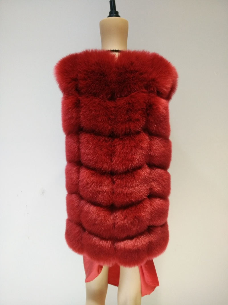 Damenmode-Imitat-Fuchshaarweste, Spleiß-Schlankheitsweste_voghion.com