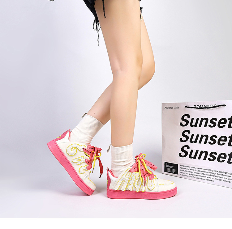 2023 New Low-top Thick-soled Sneakers Women's Casual Double Laces Bread Shoes street photography trend color matching letter sports shoes_voghion.com