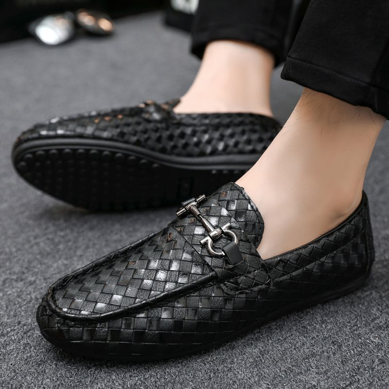 Mocassins de primavera Beanbean um pé masculino preguiçoso dirigindo tamanho grande maré transfronteiriça sapatos de couro brilhante_voghion.com