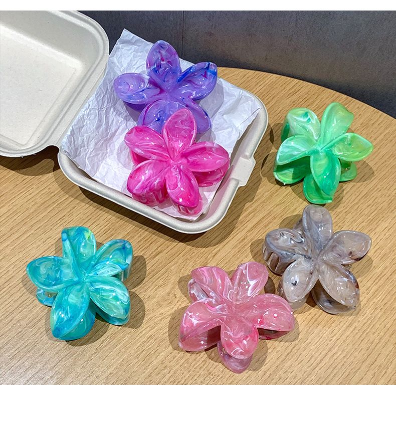 Accesorios Frangipani colorido para la nuca de mujer, pinza para el pelo de tiburón atado a la mitad, horquilla con temperamento, tocado_voghion.com