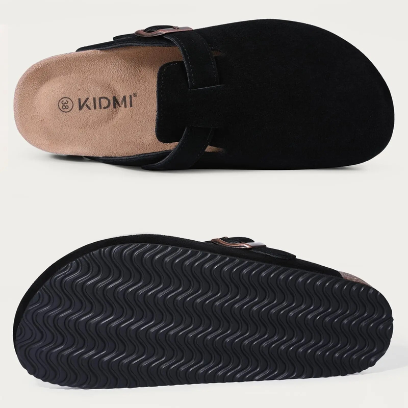 Bebealy Classic Mules Cork Footbed Clogs Slippers with Arch Support Fashion Beach Slides Soft Suede Potato Shoes For_voghion.com