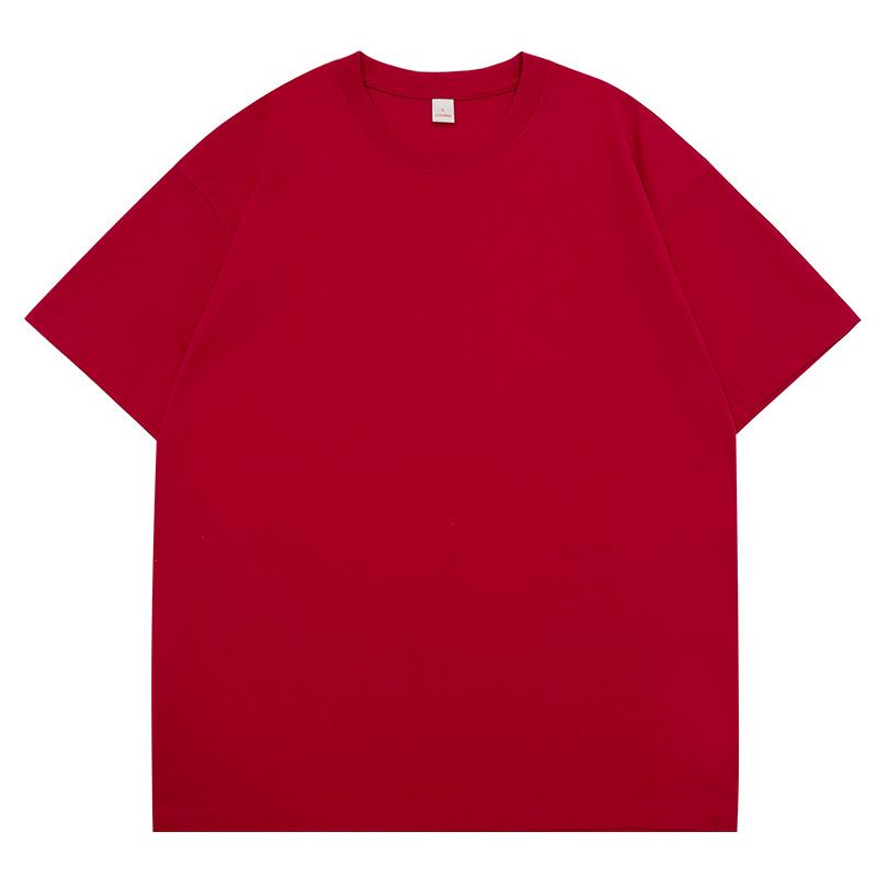 T-shirt col rond uni en pur coton 260 g, de qualité imbattable, à petites épaules, pour tenue de groupe, version DIY, avec broderie imprimée_voghion.com