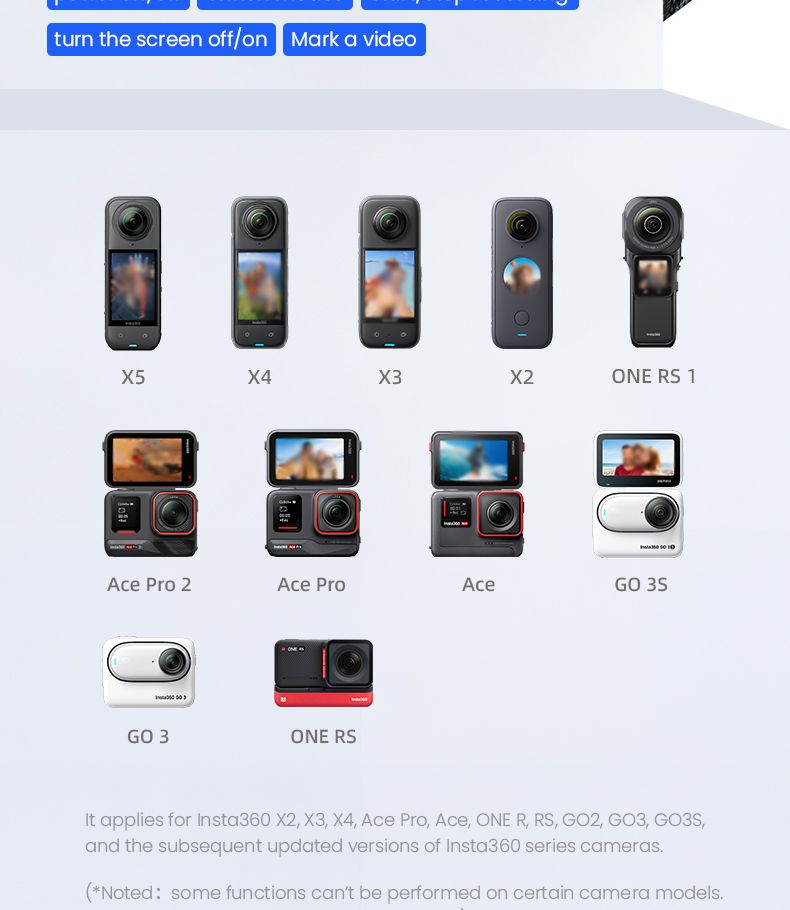 Wireless Bluetooth Remote Control With Wrist Strap For Insta360 X5/X4/Ace Pro Go Pro Hero13/12/11/10 IOS/Android Action_voghion.com