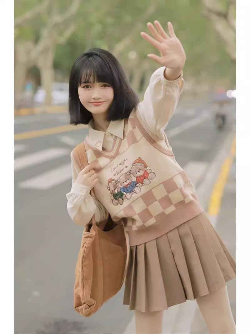 Herbst neue schichtung niedlichen V-ausschnitt pullover JK weste lose college amerikanischen_voghion.com