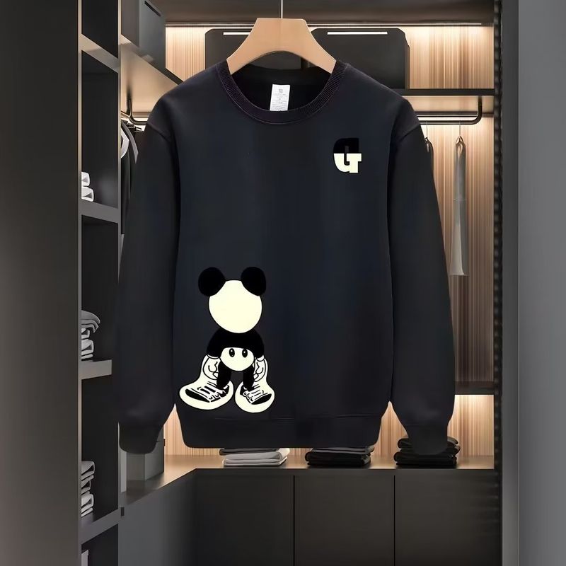 Herrenbekleidung Crewneck Sweat Herren Loose Design Sense Smiley Print Style Retro Instagram Style Modisches Markenoberteil für Frühling und Herbst_voghion.com